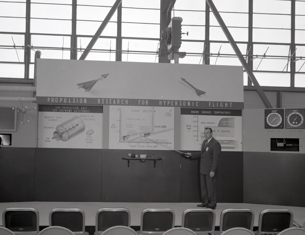 Man with exhibit.