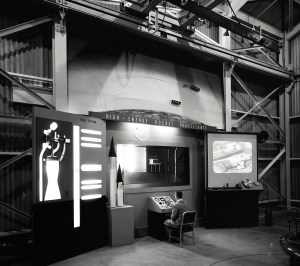 Man with exhibit.