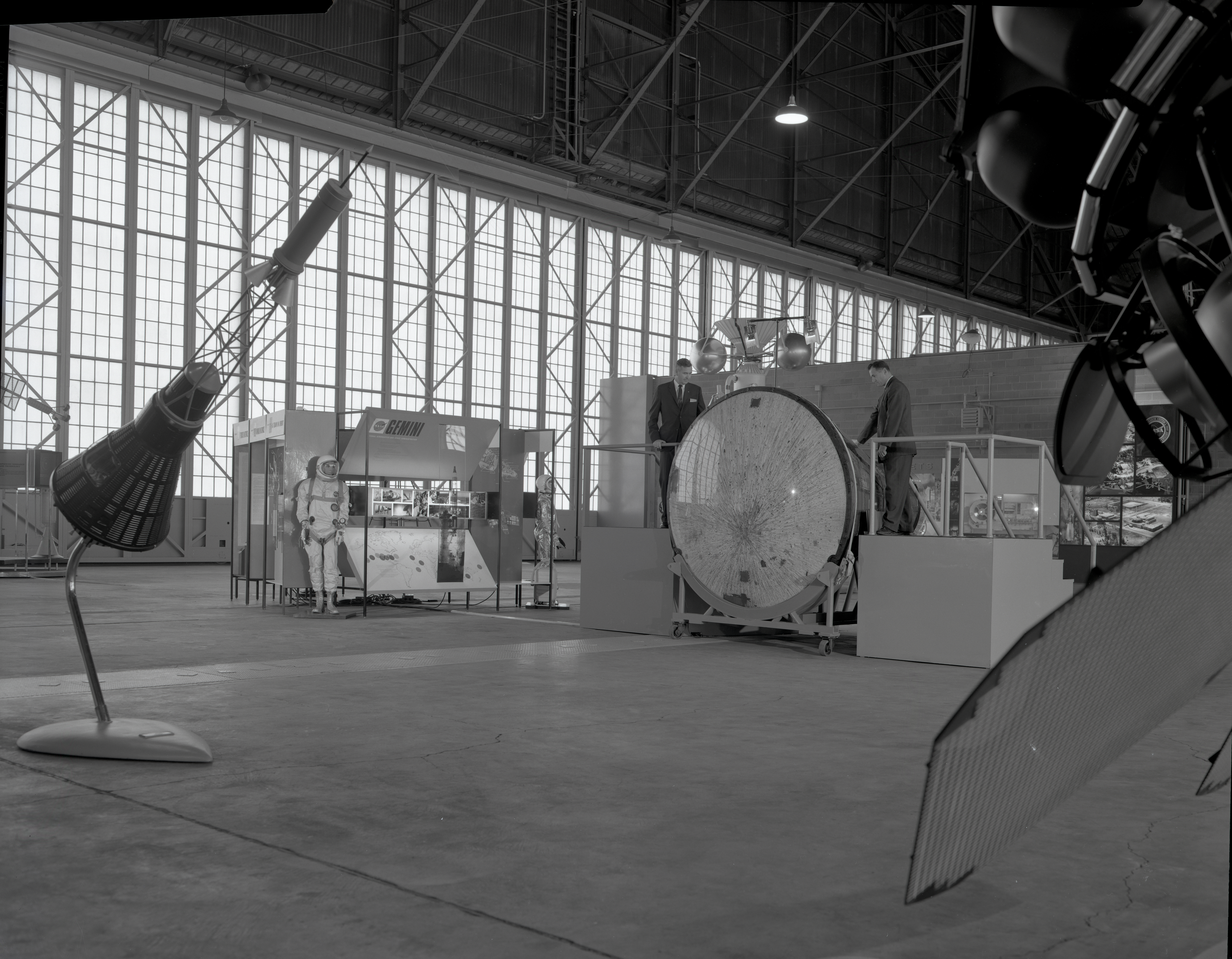 Displays in hangar.