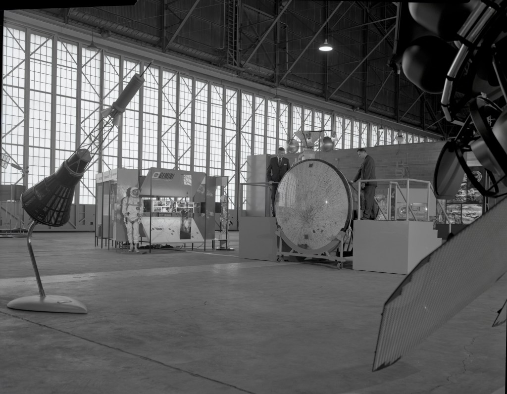 Displays in hangar.