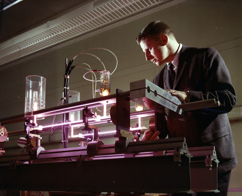 Man with test equipment.
