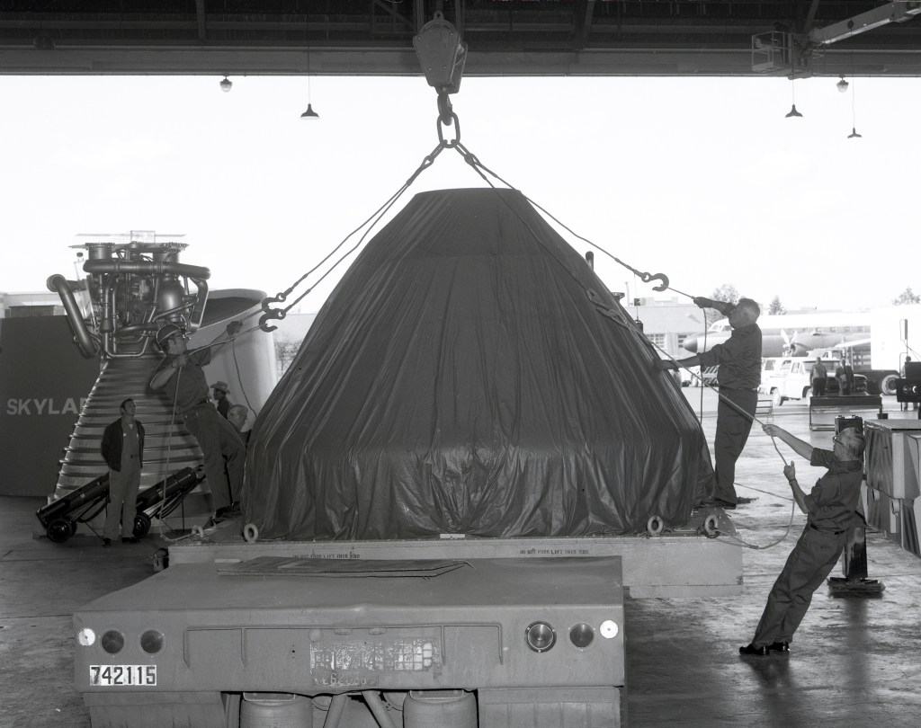 Capsule on truck bed.