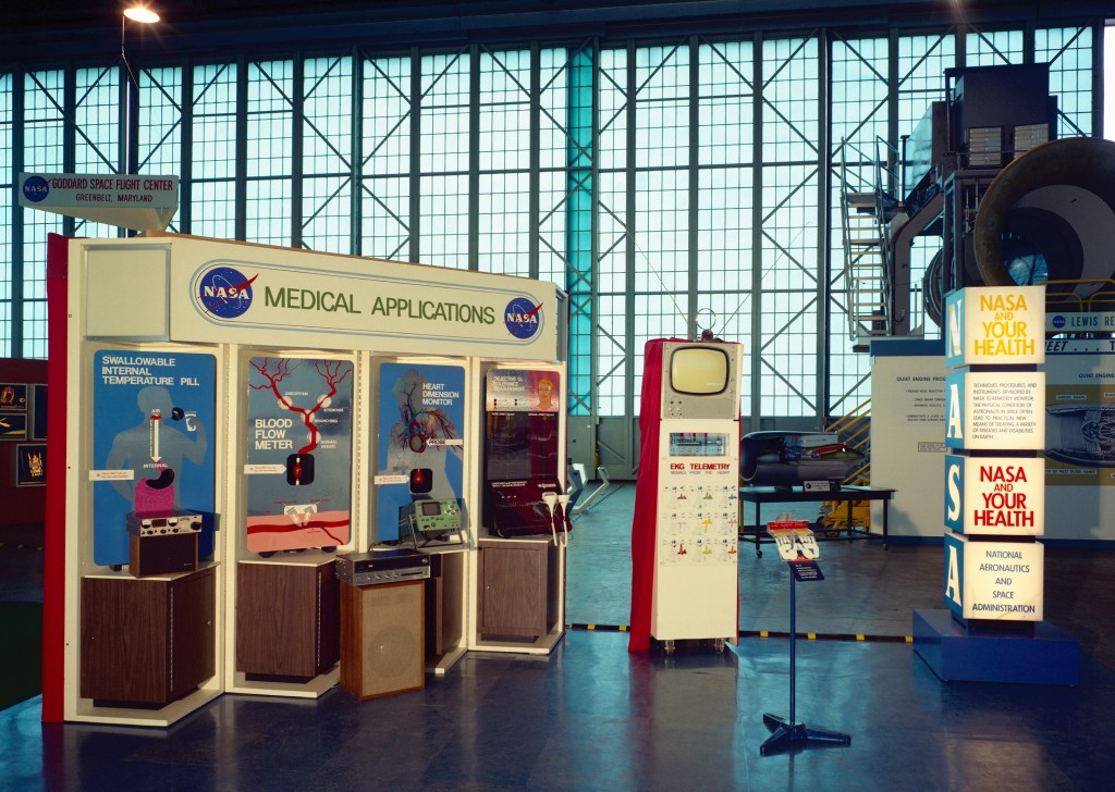 Displays in hangar.