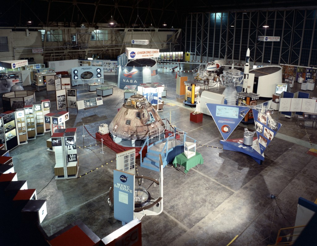 Displays in hangar.