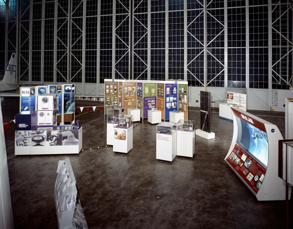 Displays in hangar.