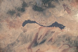 The Carrizozo Malpais, an ancient lava flow in New Mexico, is pictured from the International Space Station as it orbited 261 miles above the Land of Enchantment.