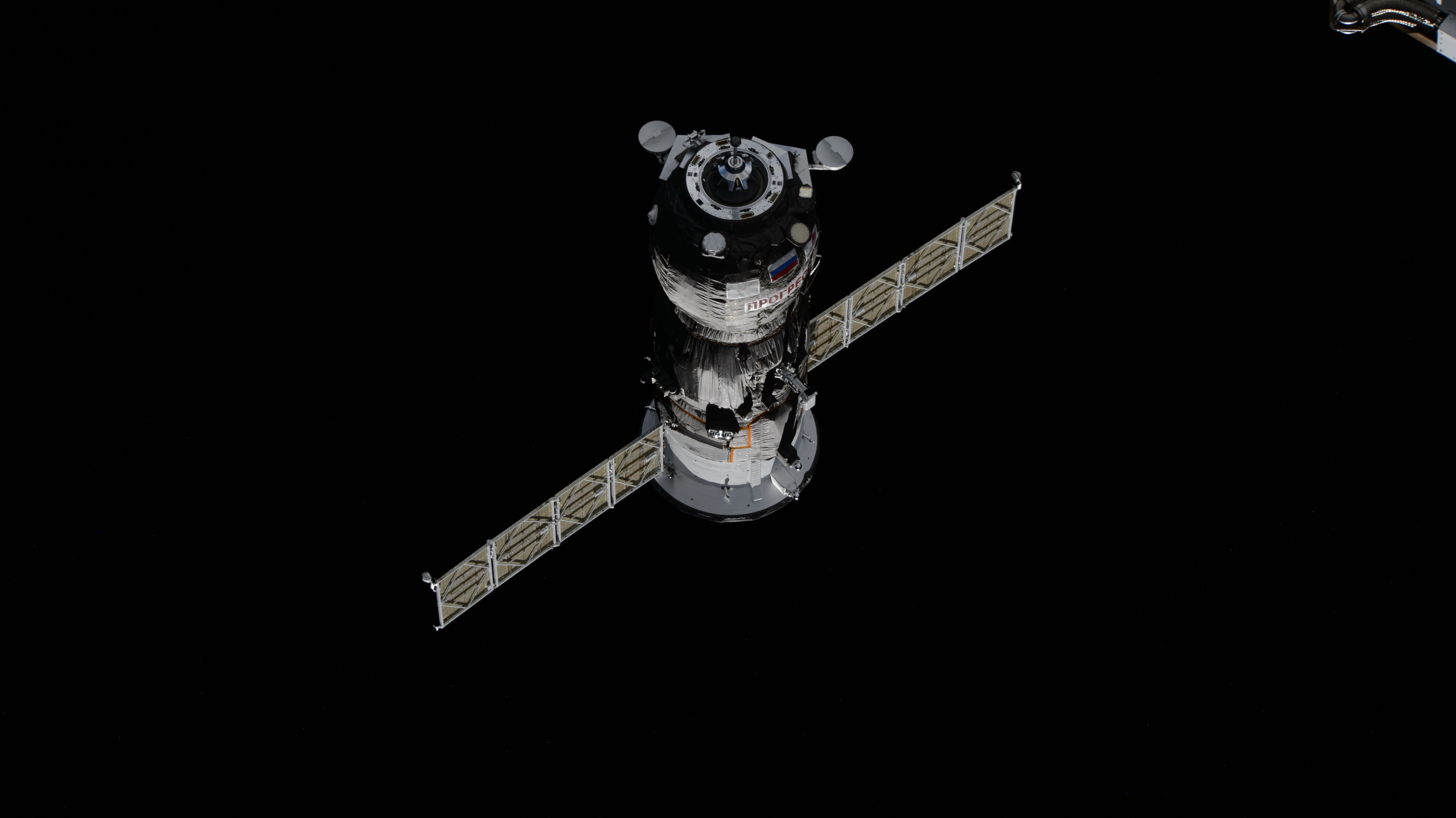 The Progress 88 resupply ship from Roscosmos approaches the International Space Station packed with about three tons of food, fuel, and supplies for the Expedition 71 crew. The cargo craft would dock to the Poisk module moments later for a five-month stay at the orbital outpost.
