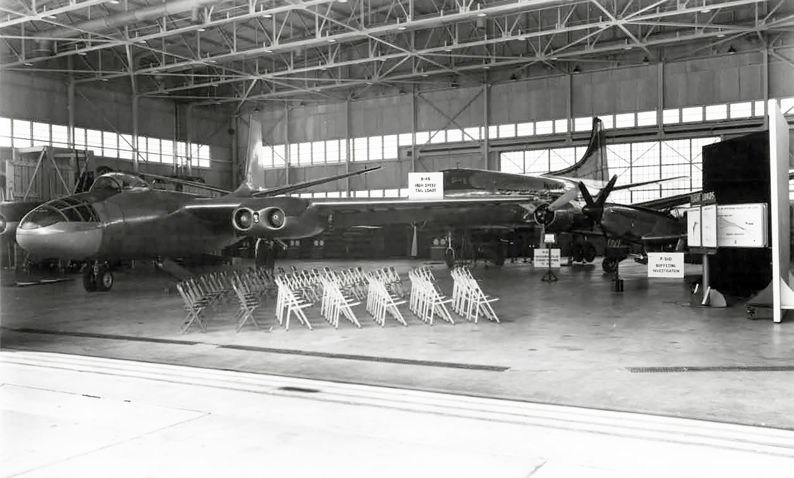 Bomber in hangar.