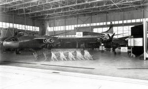 Bomber in hangar.