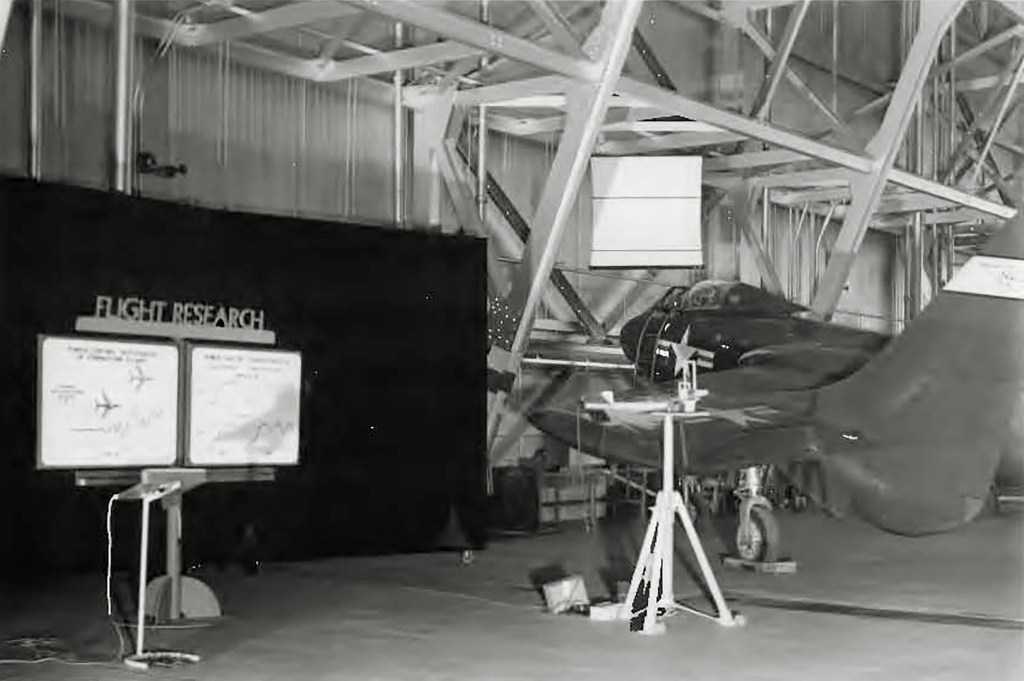 Airplane in hangar.