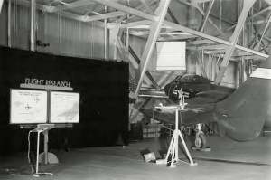 Airplane in hangar.