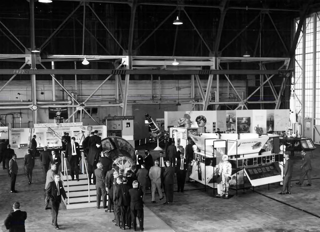 People viewing displays.