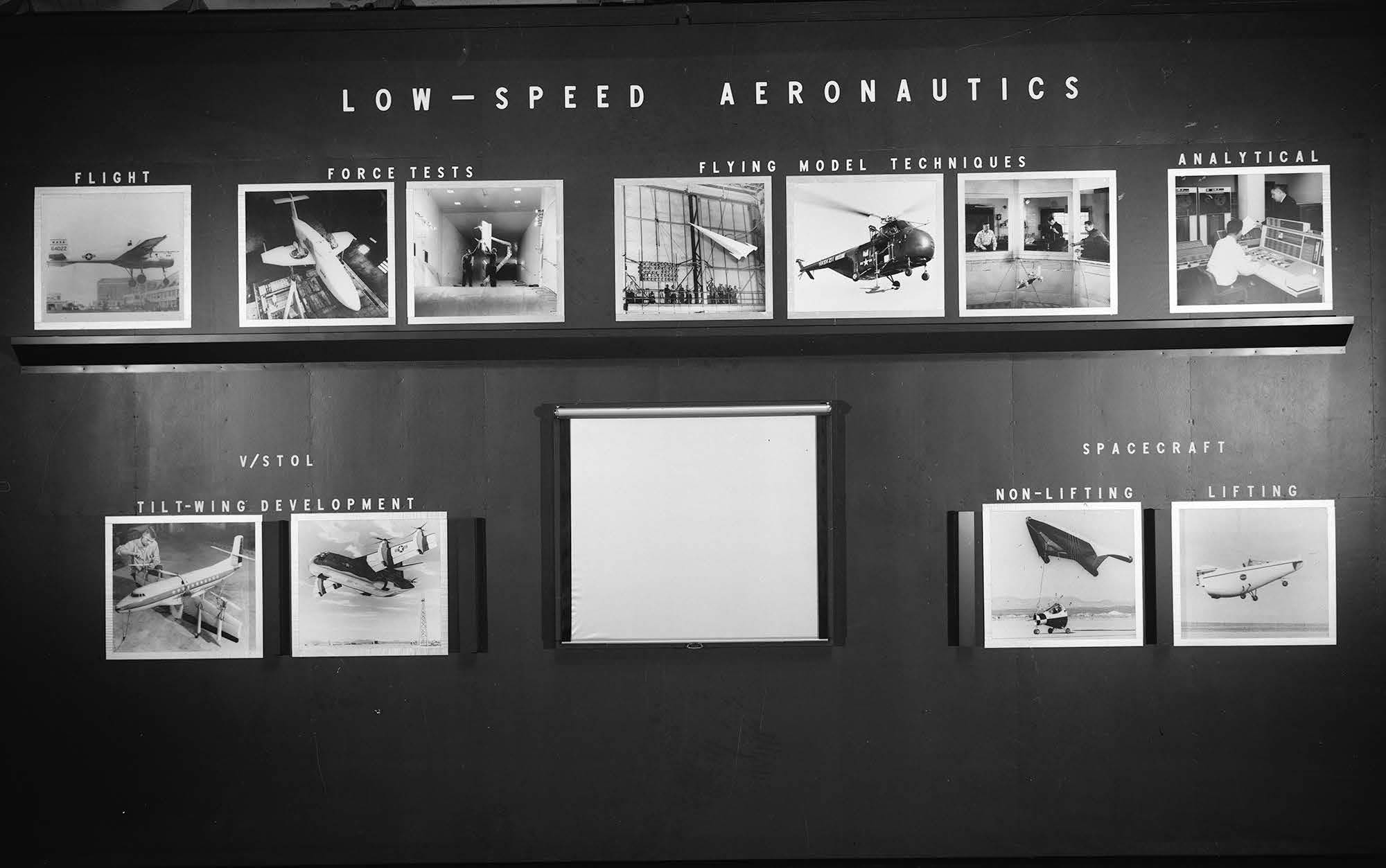Display with photographs.