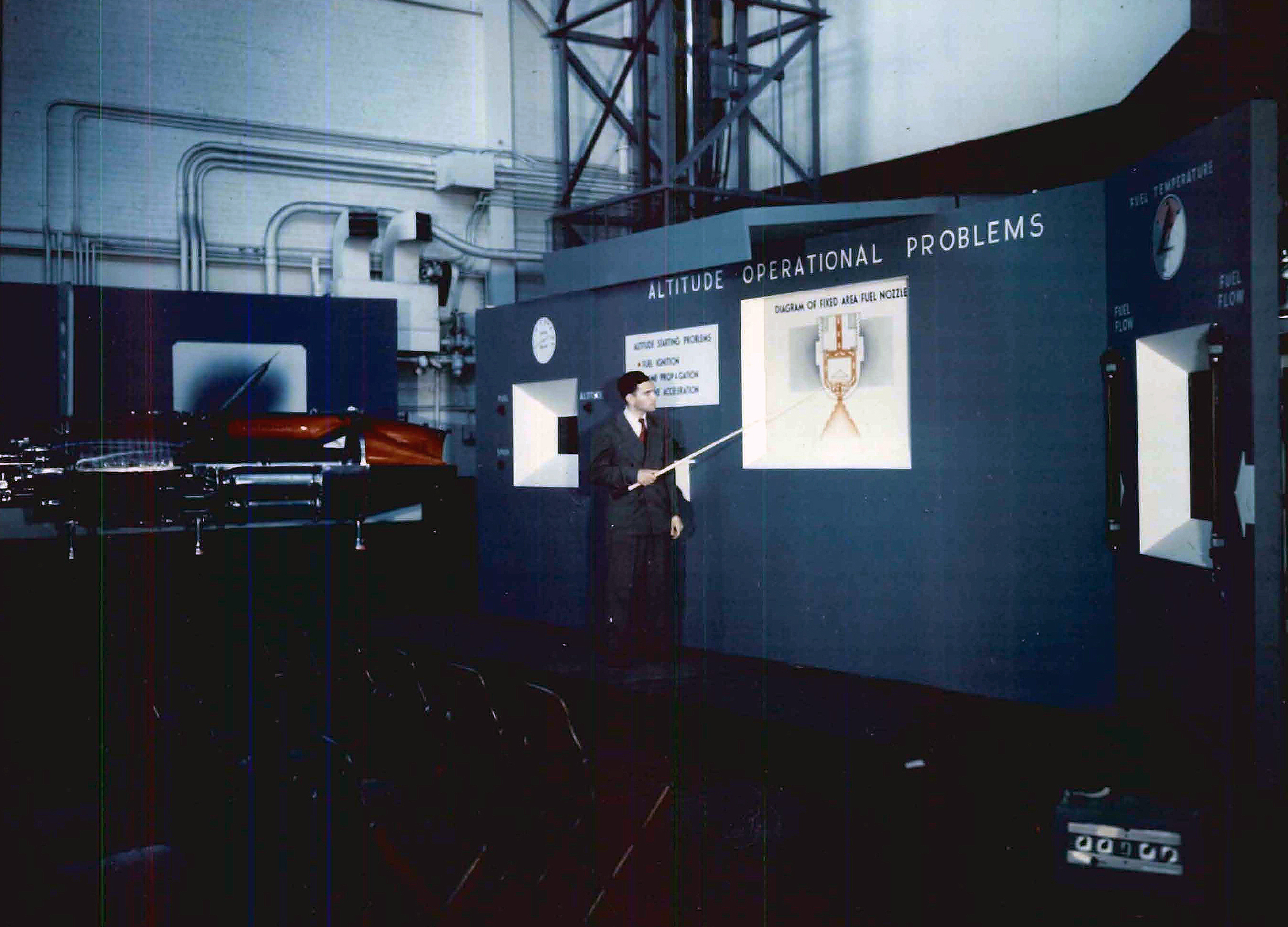 Man with exhibit.