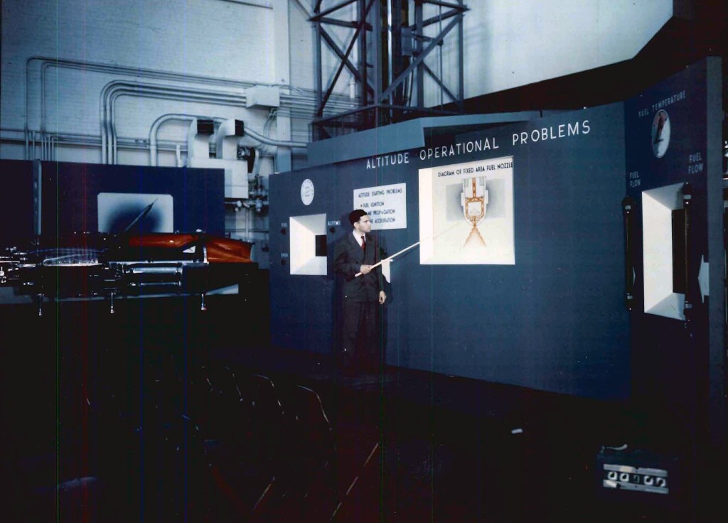 Man with exhibit.