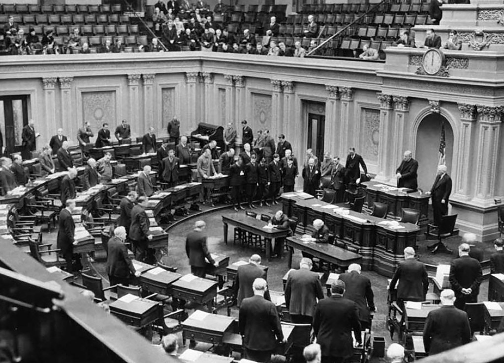 Senators in chamber.