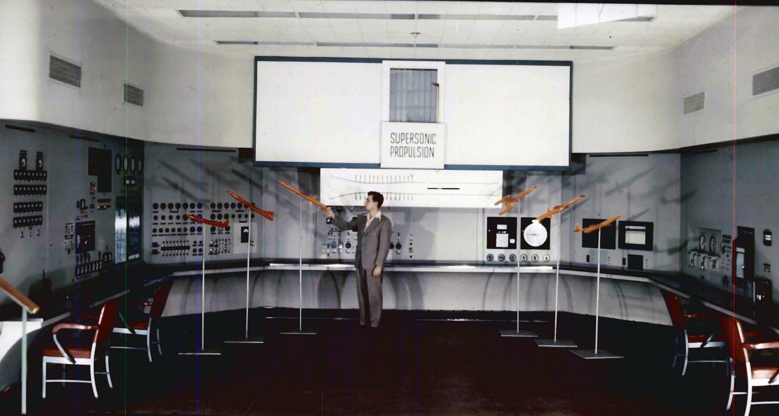 Man with exhibit.