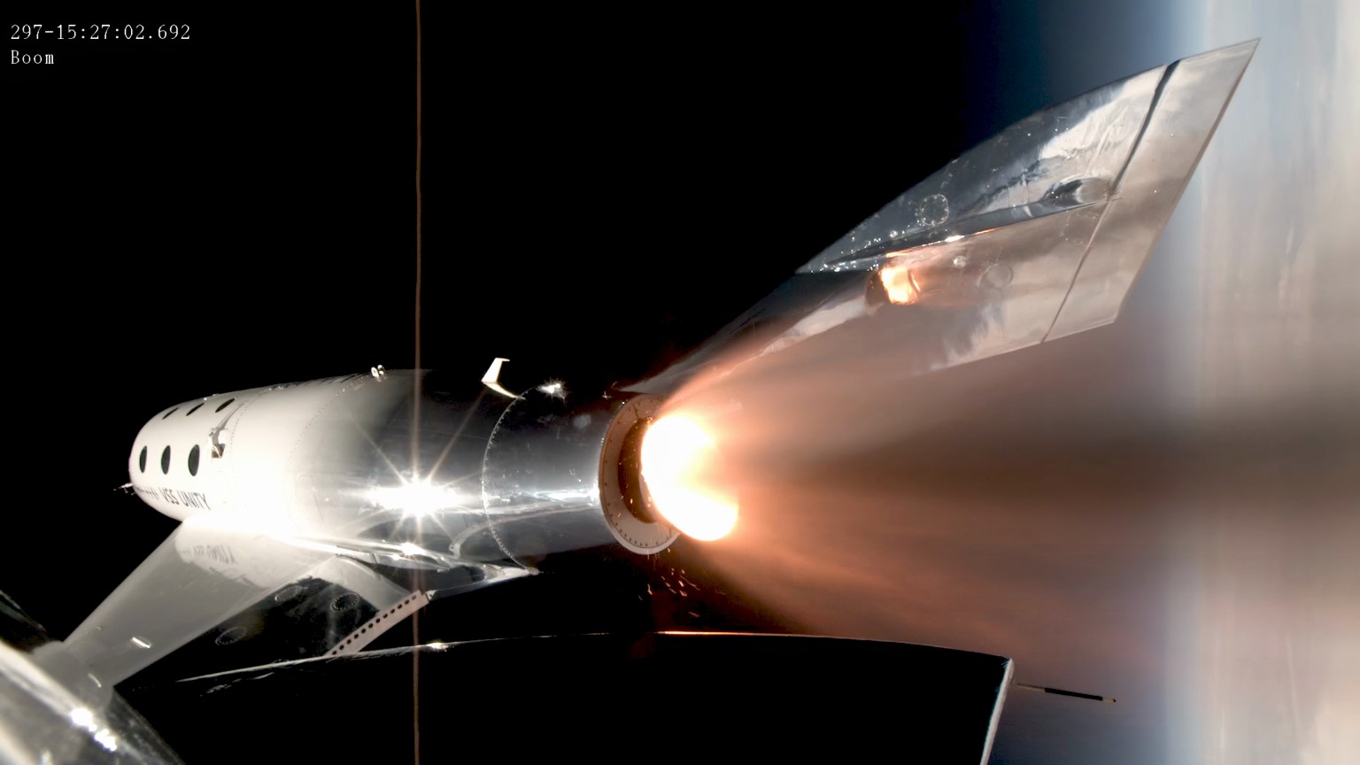 Engine flames in spaceflight.