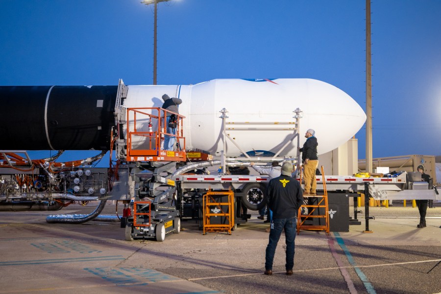 Firefly Aerospaceâs Alpha rocket carrying eight CubeSats as part of NASAâs CubeSat Launch Initiativeâs (CSLI) ELaNa (Educational Launch of Nanosatellites) 43 mission rolls out of the companyâs Payload Processing Facility to Space Launch Complex 2 at Vandenberg Space Force Base, California, on Sunday, June 30, 2024.