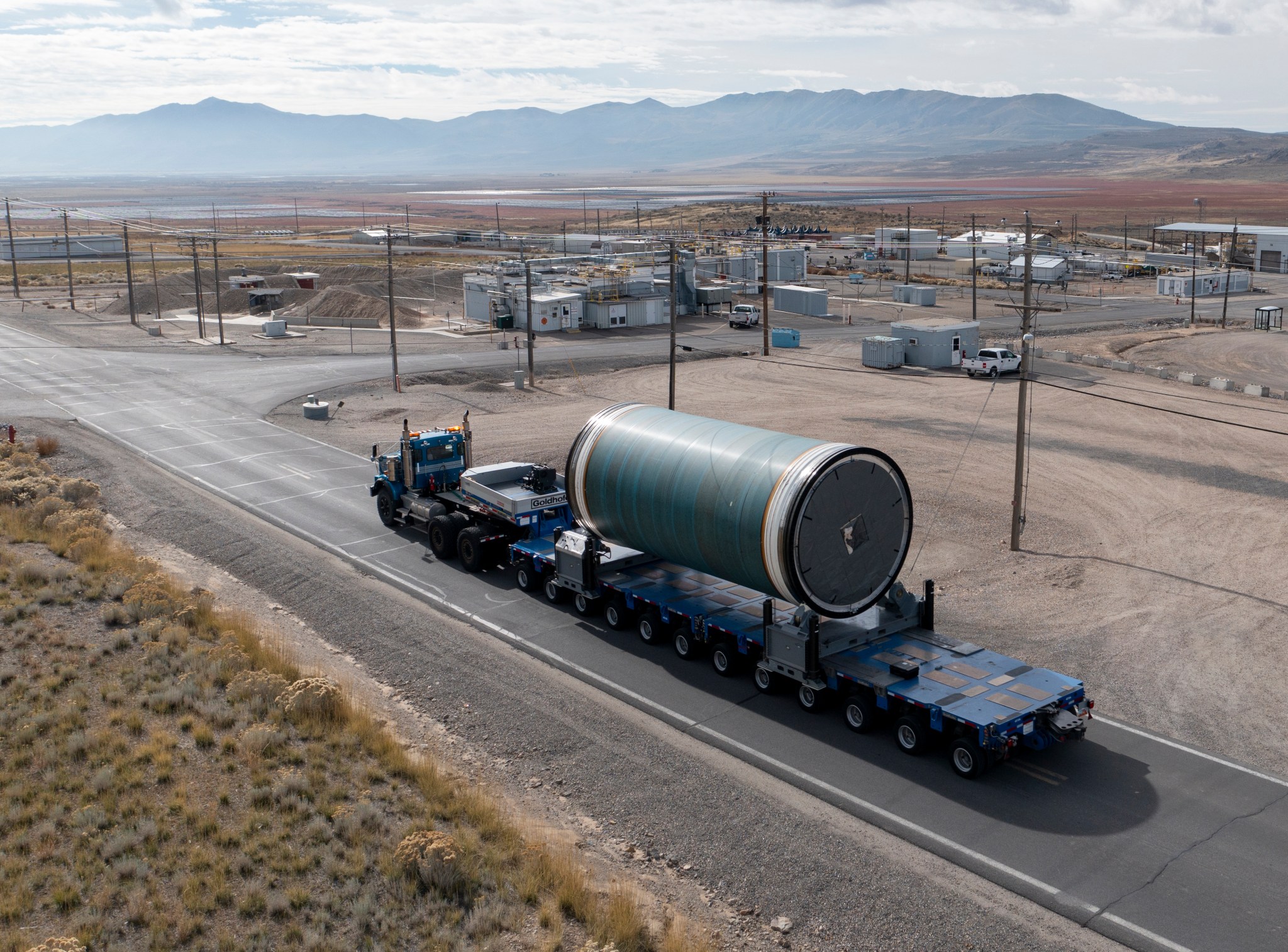 A booster obsolescence and life extension (BOLE) motor segment being transported to final assembly at Northrop Grumman in Utah.