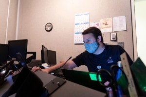 Dane Turner is pictured working behind-the-scenes during the DM-2 broadcast. DM-2, or Crew Dragon Demo-2, was the first crewed test flight of the crewed SpaceX Dragon spacecraft to the International Space Station. Credit: NASA