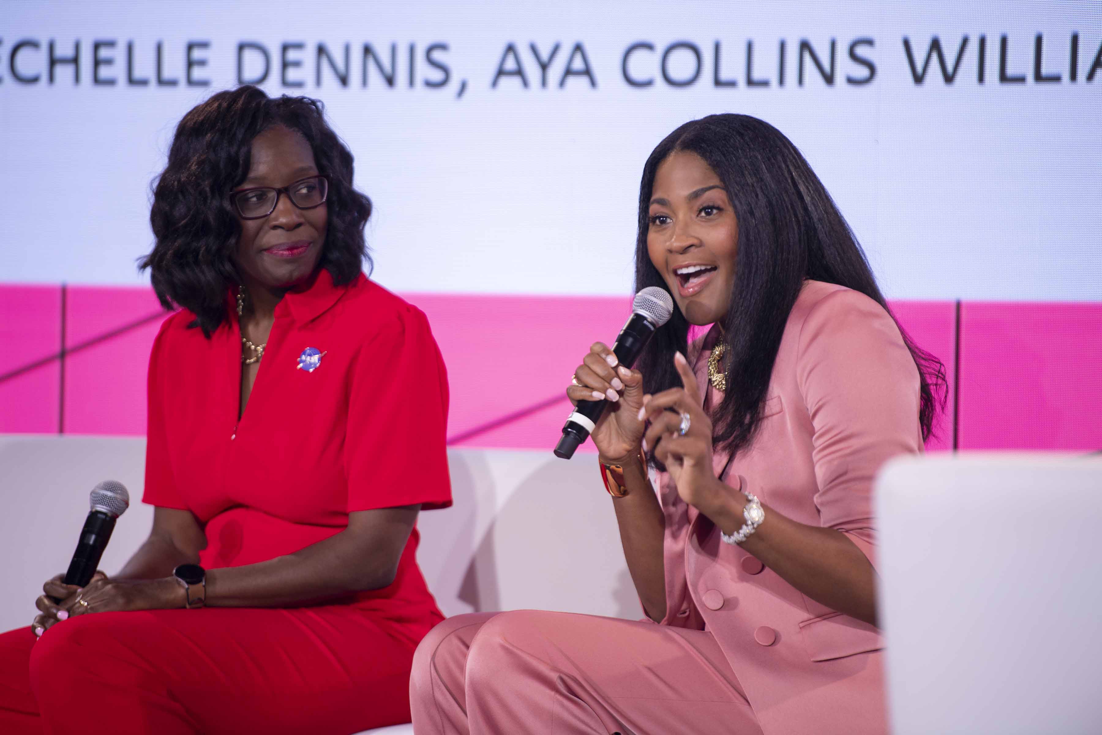NASA Assistant Deputy Associate Administrator for the Moon to Mars Program Office Lakiesha Hawkins, left, and NASA Director of Engagement Aya Collins