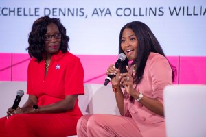 NASA Assistant Deputy Associate Administrator for the Moon to Mars Program Office Lakiesha Hawkins, left, and NASA Director of Engagement Aya Collins