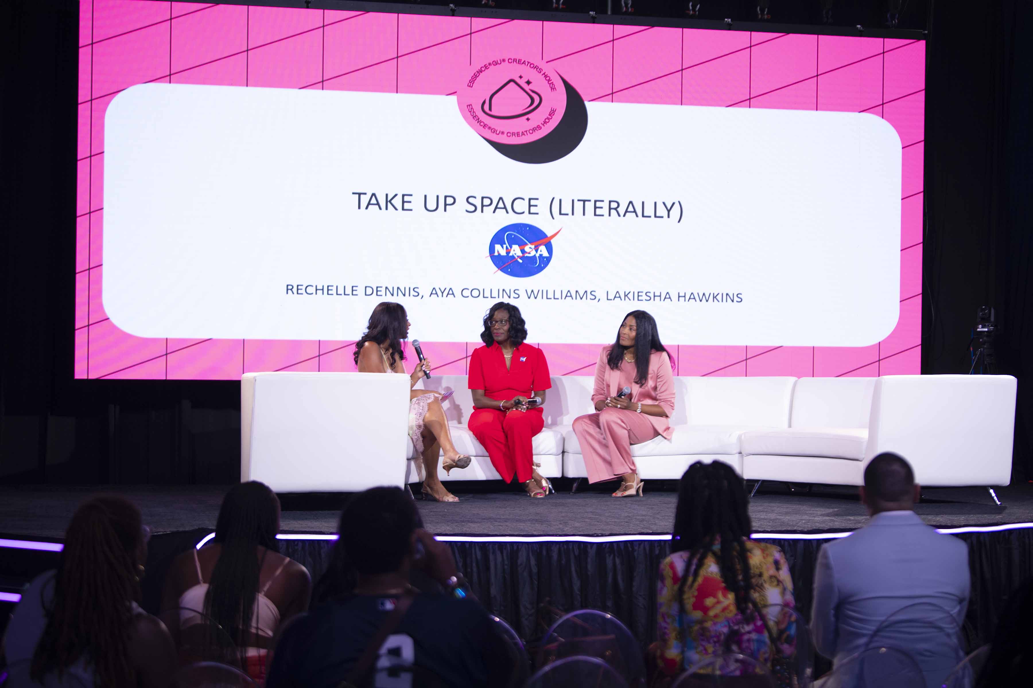 Rechelle Dennis, co-founder of Girls United, moderates the Take Up Space (Literally) panel