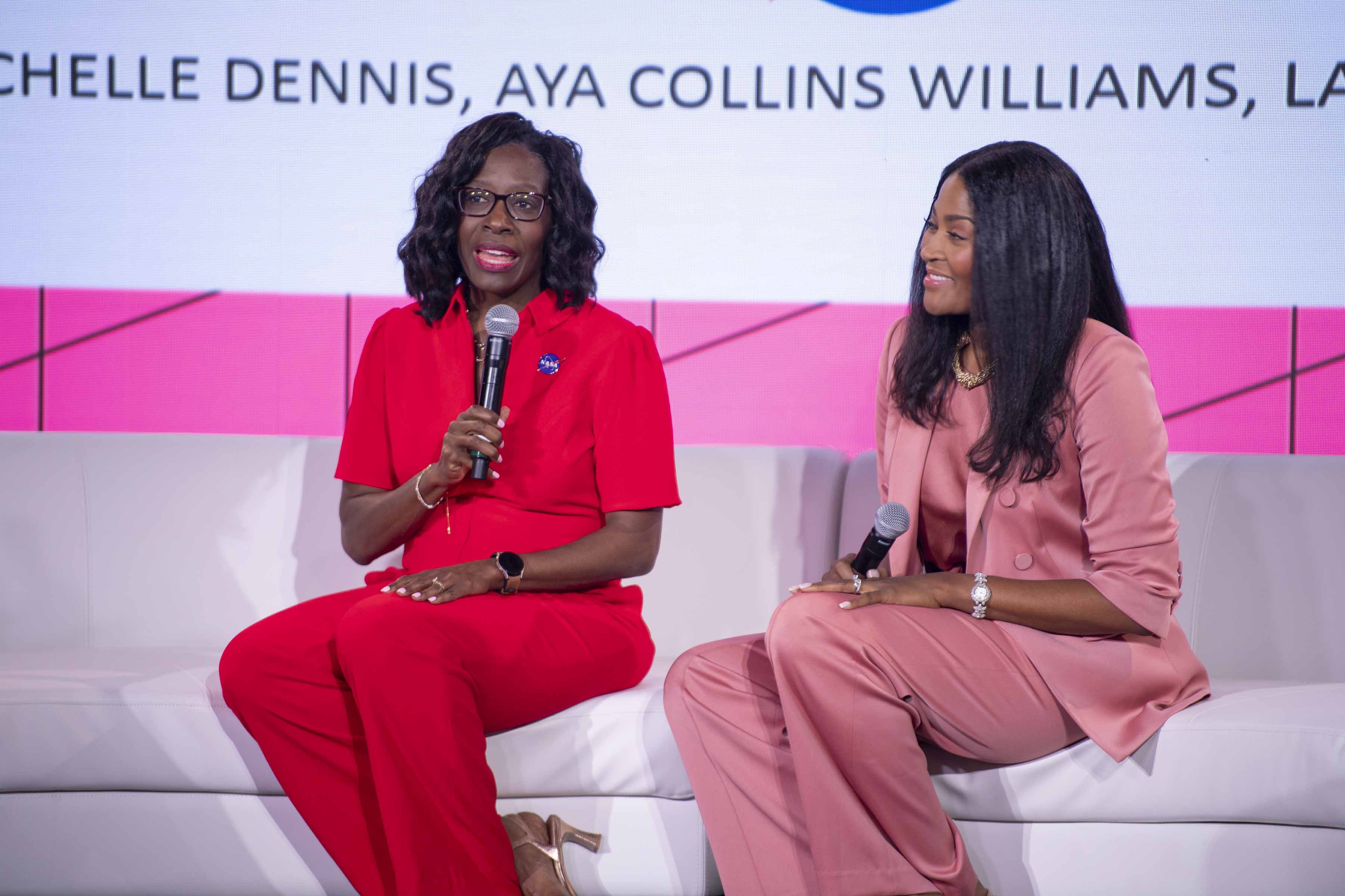 NASA Assistant Deputy Associate Administrator for the Moon to Mars Program Office Lakiesha Hawkins, left, and NASA Director of Engagement Aya Collins are pictured at Essence Fest