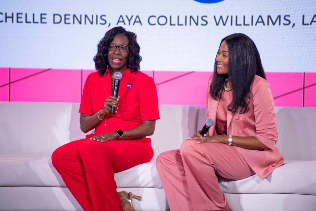 NASA Assistant Deputy Associate Administrator for the Moon to Mars Program Office Lakiesha Hawkins, left, and NASA Director of Engagement Aya Collins are pictured at Essence Fest