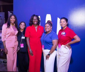 NASA representatives - Aya Collins, director of engagement; Michelle Bascoe, management analyst; Lakiesha Hawkins, assistant deputy associate administrator for the Moon to Mars Program Office; Zudayyah Taylor Dunn, chief knowledge officer for SpaceOps; and Miyoshi Collins, program specialist - pose for a photo at Essence Fest