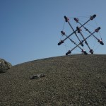 The Super Ball Bot, a tensegrity-based robot, is deployed at the NASA Ames Roverscape.