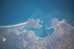 The Saldanha Bay, part of South Africa's West Coast Narional Park Marine Preserve, leads into the Atlantic Ocean in this photograph from the International Space Station as it orbited 269 miles above.