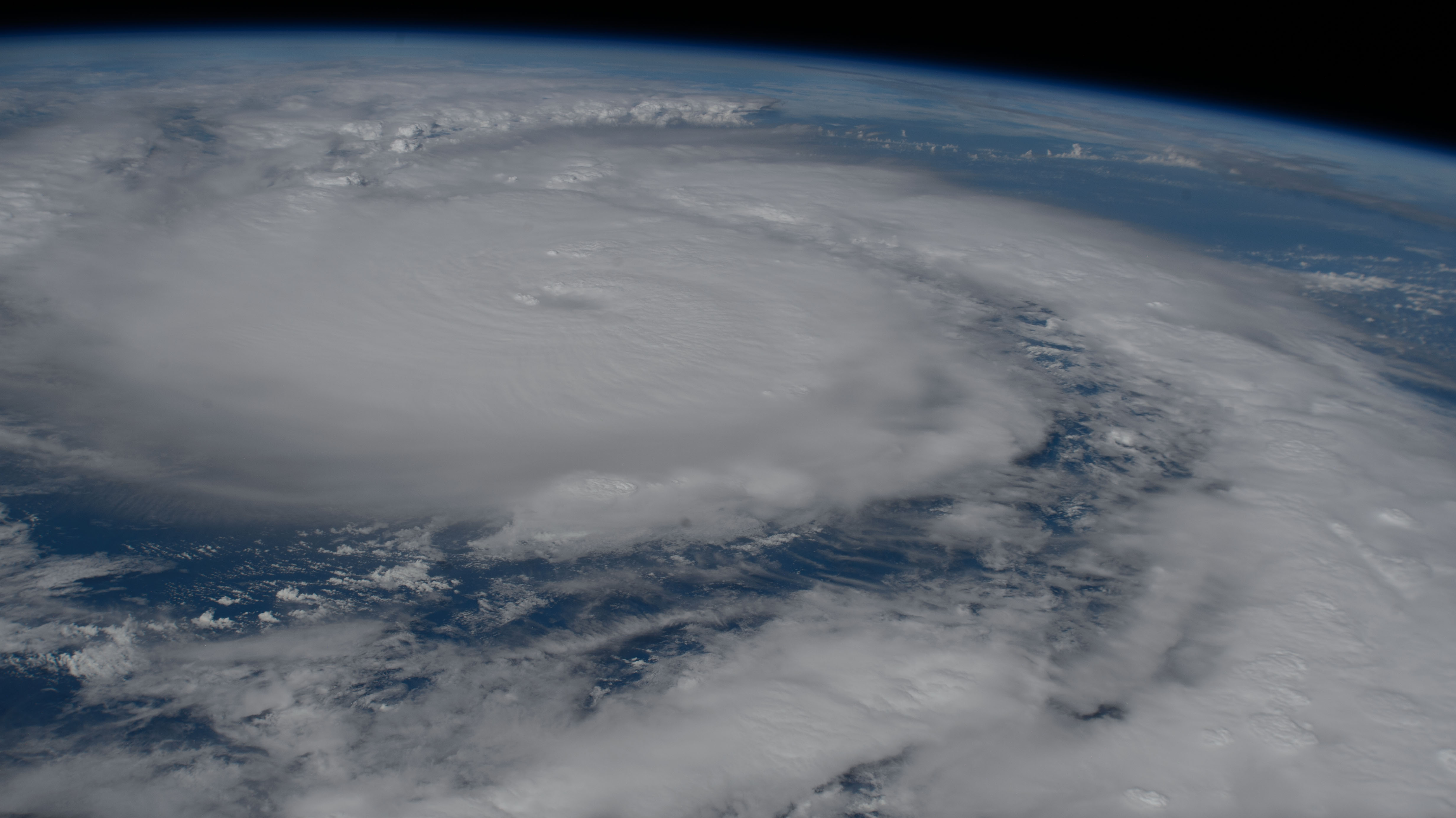 Hurricane Beryl was pictured east of Barbados as a Category 3 storm from the International Space Station as it orbited 263 miles above the Atlantic Ocean.