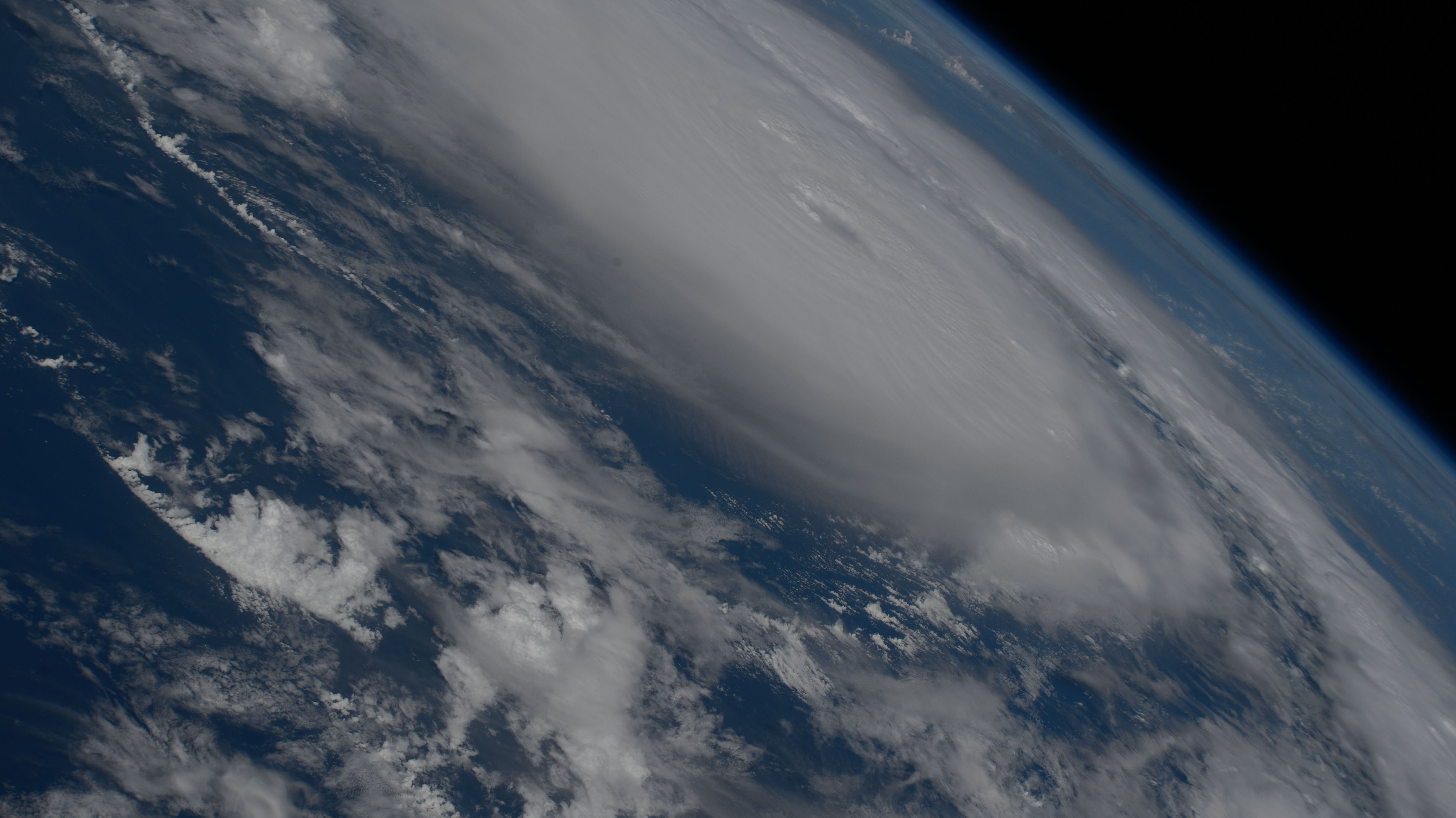 Hurricane Beryl was pictured east of Barbados as a Category 3 storm from the International Space Station as it orbited 263 miles above the Atlantic Ocean.