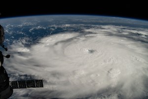 Hurricane Beryl is pictured as a Category 4 storm off the coast of Grenada in the Caribbean Sea as the International Space Station orbited 263 miles above.