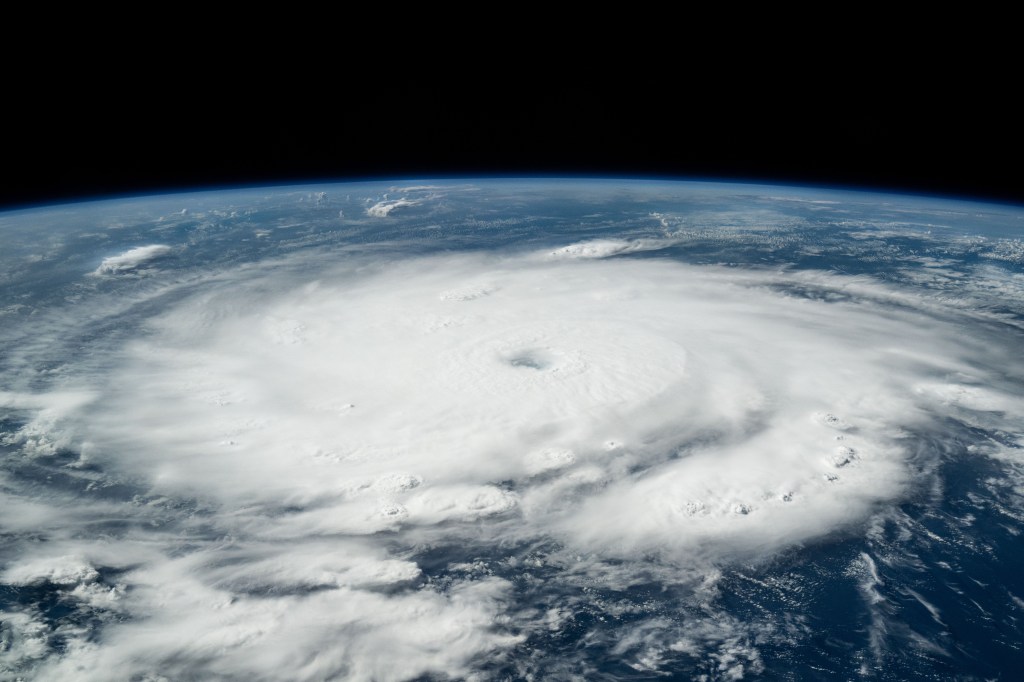 Hurricane Beryl is pictured as a Category 4 storm off the coast of Grenada in the Caribbean Sea as the International Space Station orbited 262 miles above.