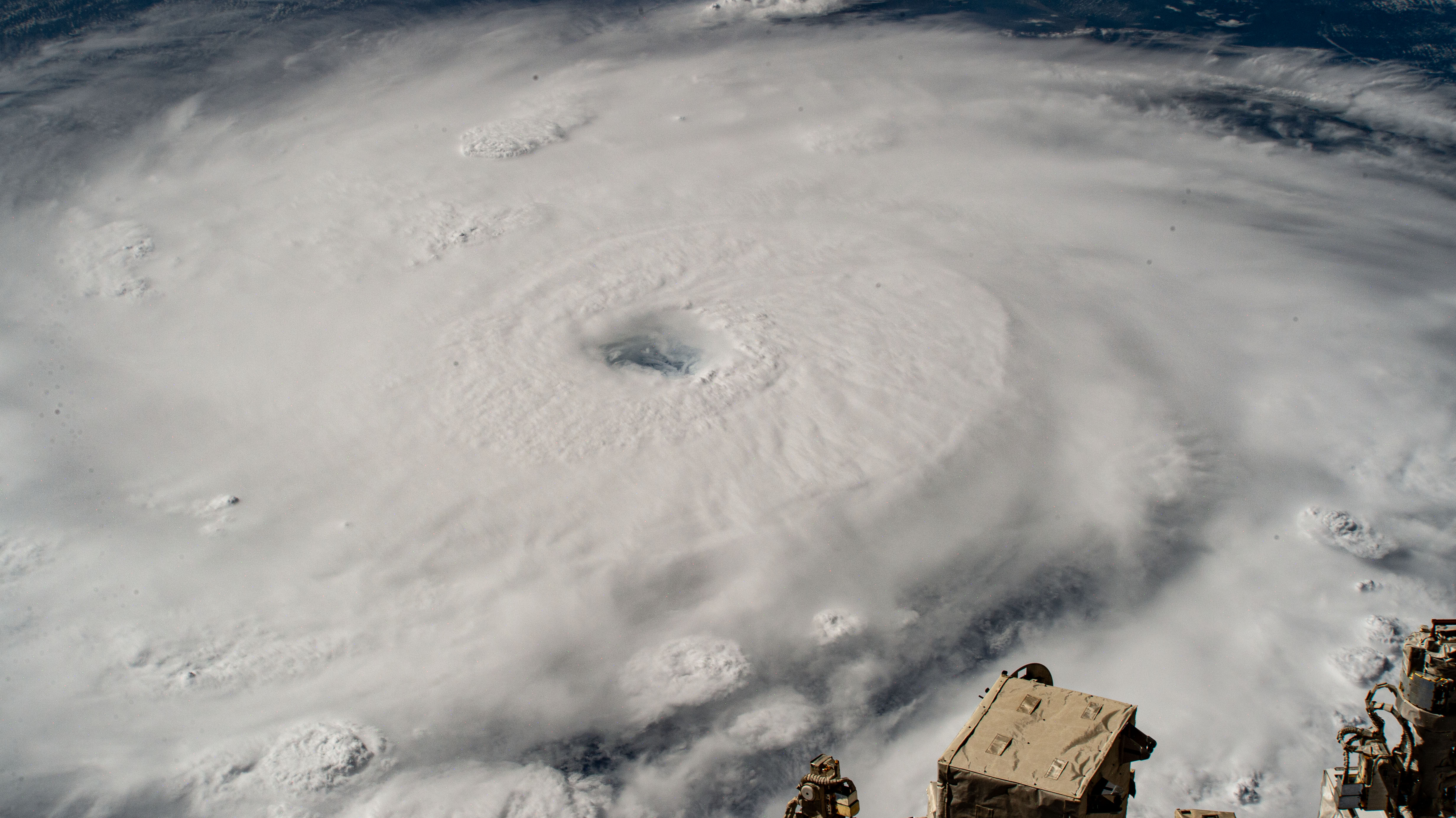 Hurricane Beryl is pictured as a Category 4 storm south of Barbados from the International Space Station as it orbited 262 miles above the Caribbean Sea.