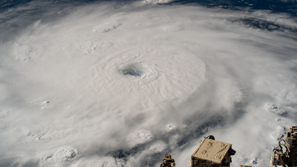 Hurricane Beryl is pictured as a Category 4 storm south of Barbados from the International Space Station as it orbited 262 miles above the Caribbean Sea.