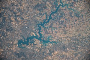 The São Francisco River in the Brazilian state of Minas Gerais is pictured from the International Space Station as it orbited 267 miles above the South American nation.