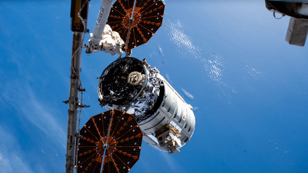 Northrop Grumman's Cygnus space freighter was released from the 57.7-foot-long Canadarm2 robotic arm into Earth orbit ending a five-and-a-half month cargo mission berthed to the International Space Station's Unity module.