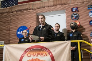 CHAPEA Flight Engineer Ross Brockwell shares remarks after egressing the habitat on July 6, 2024. Credit: NASA/Josh Valcarcel