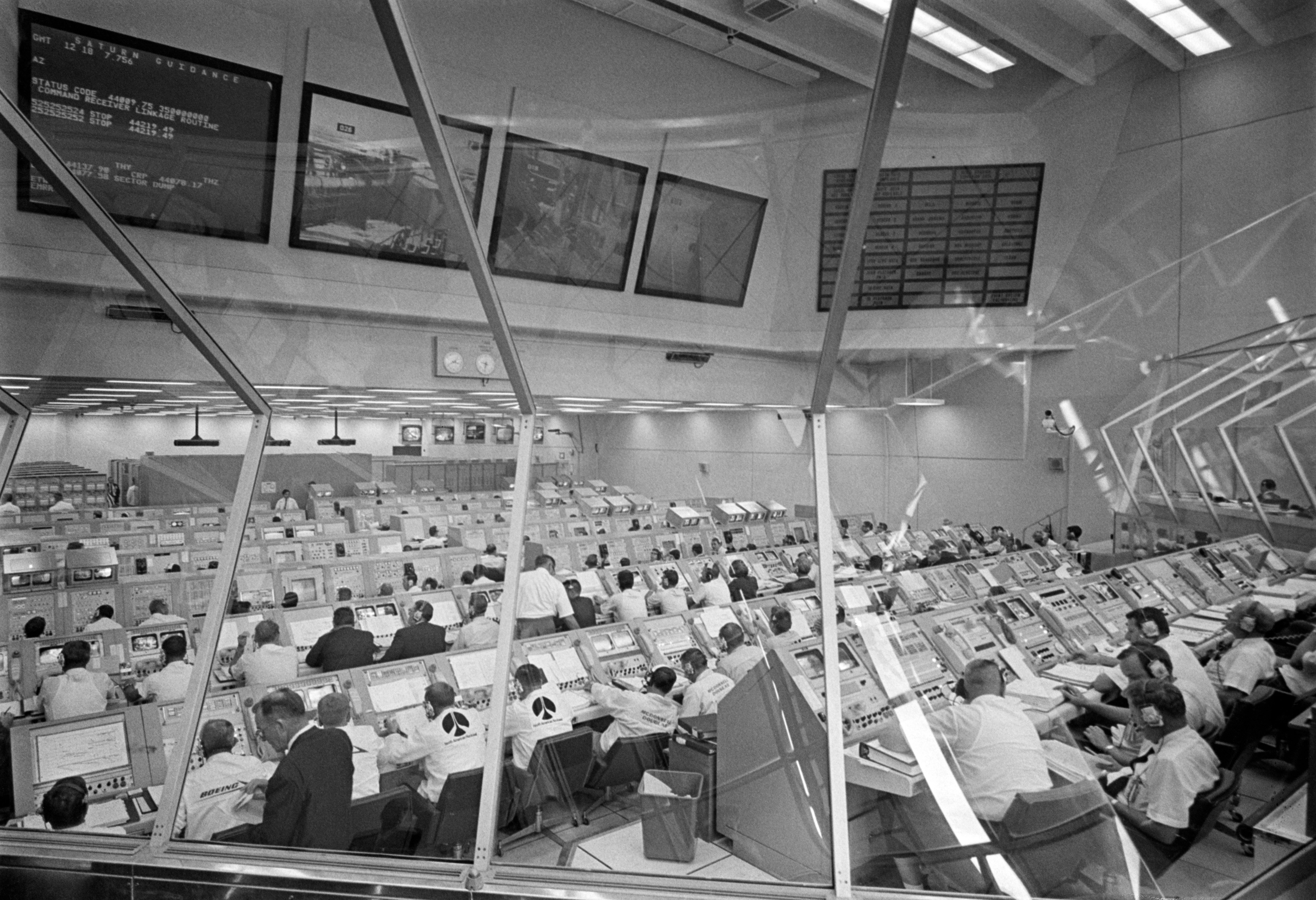 Engineers in the Launch Control Center at NASA’s Kennedy Space Center in Florida monitor the countdown