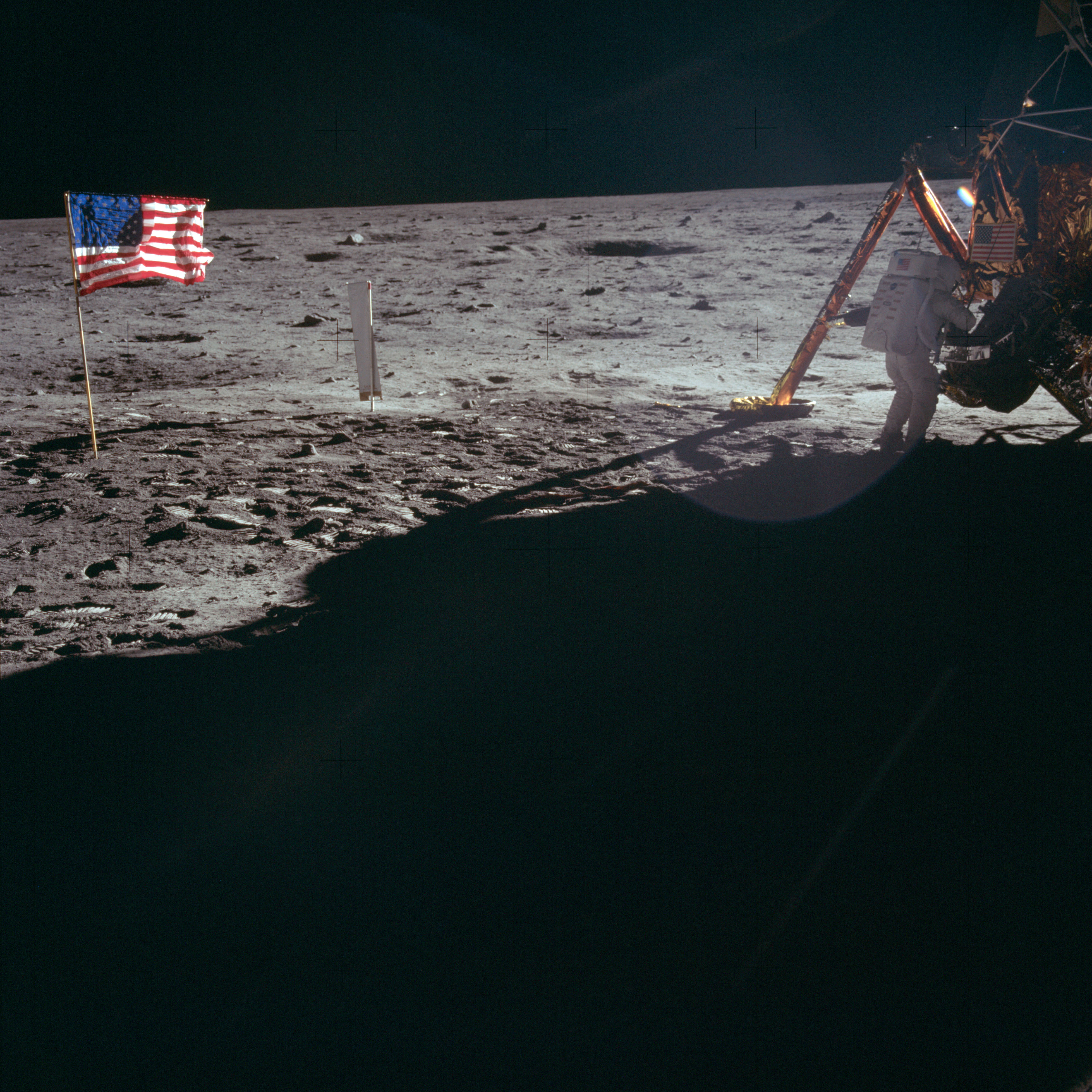 Buzz had the camera for a while and snapped one of the few photos of Neil on the surface