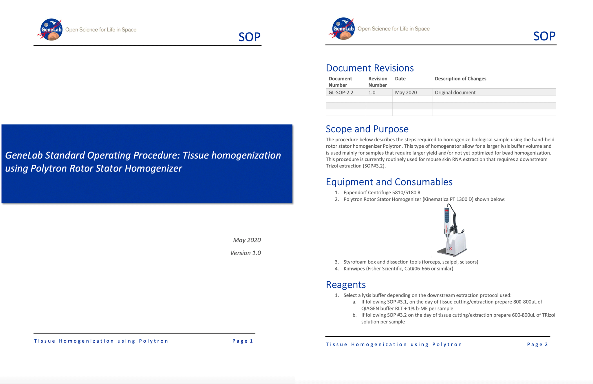 Screenshot of SOP for sample processing