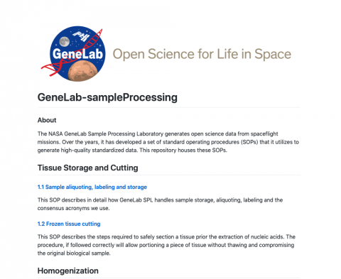 GeneLab sample processing SOP excerpt