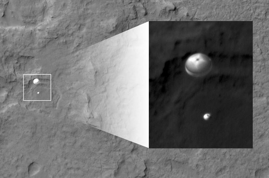NASA’s Curiosity rover descended through the Martian atmosphere