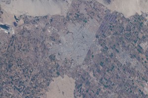Mexicali, the capital of the Mexican state of Baja California in the fertile Imperial Valley with a population of just over 1,000,000 bordering the American state of California, is pictured from the International Space Station as it orbited 258 miles above.
