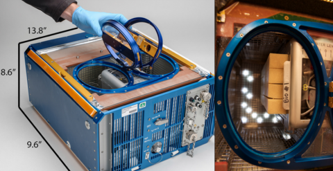 A boxed device that holds mice for experiment. Called a "rodent cage"