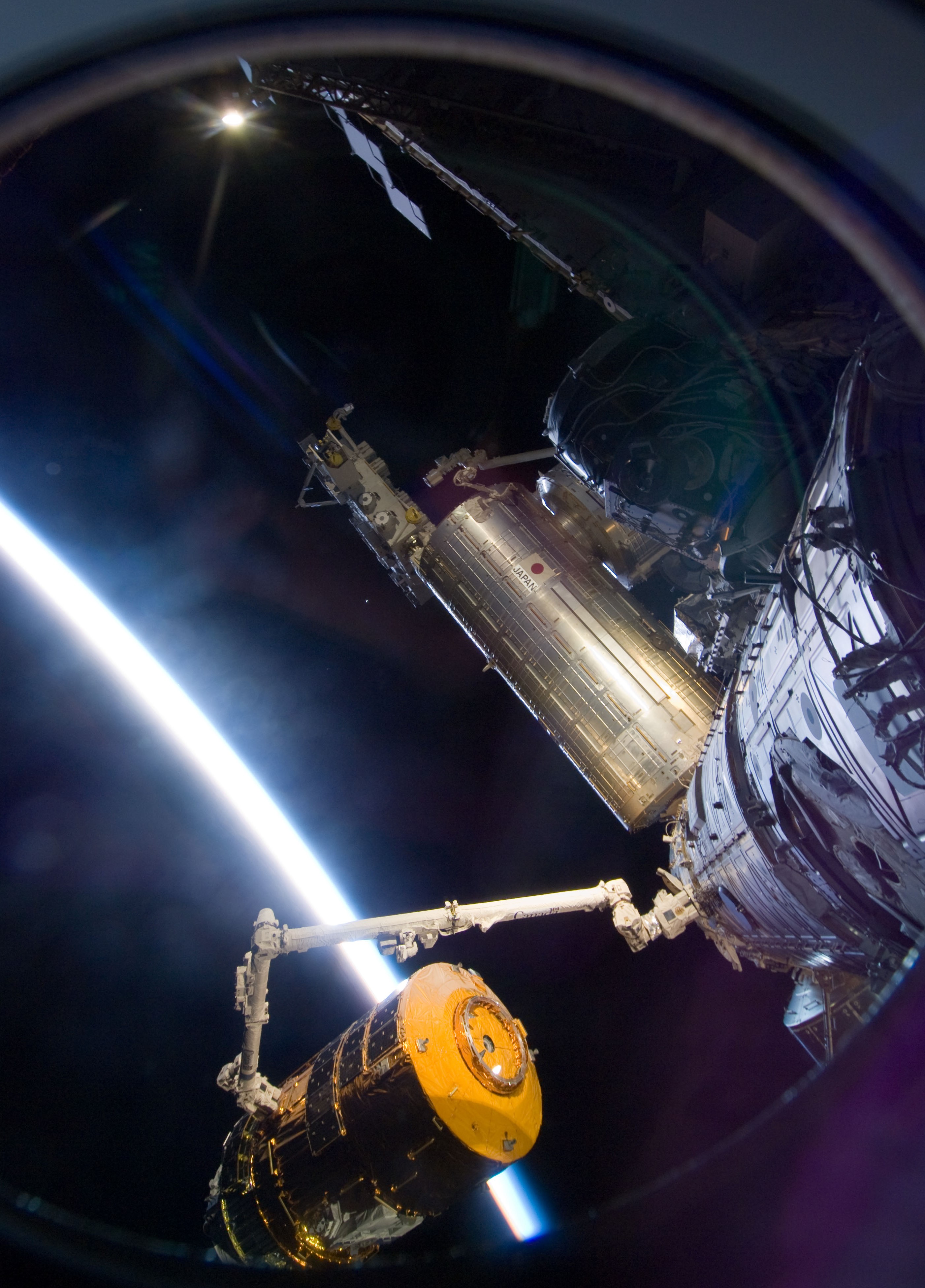 The station’s robotic arm has unberthed HTV-1 in preparation for its release